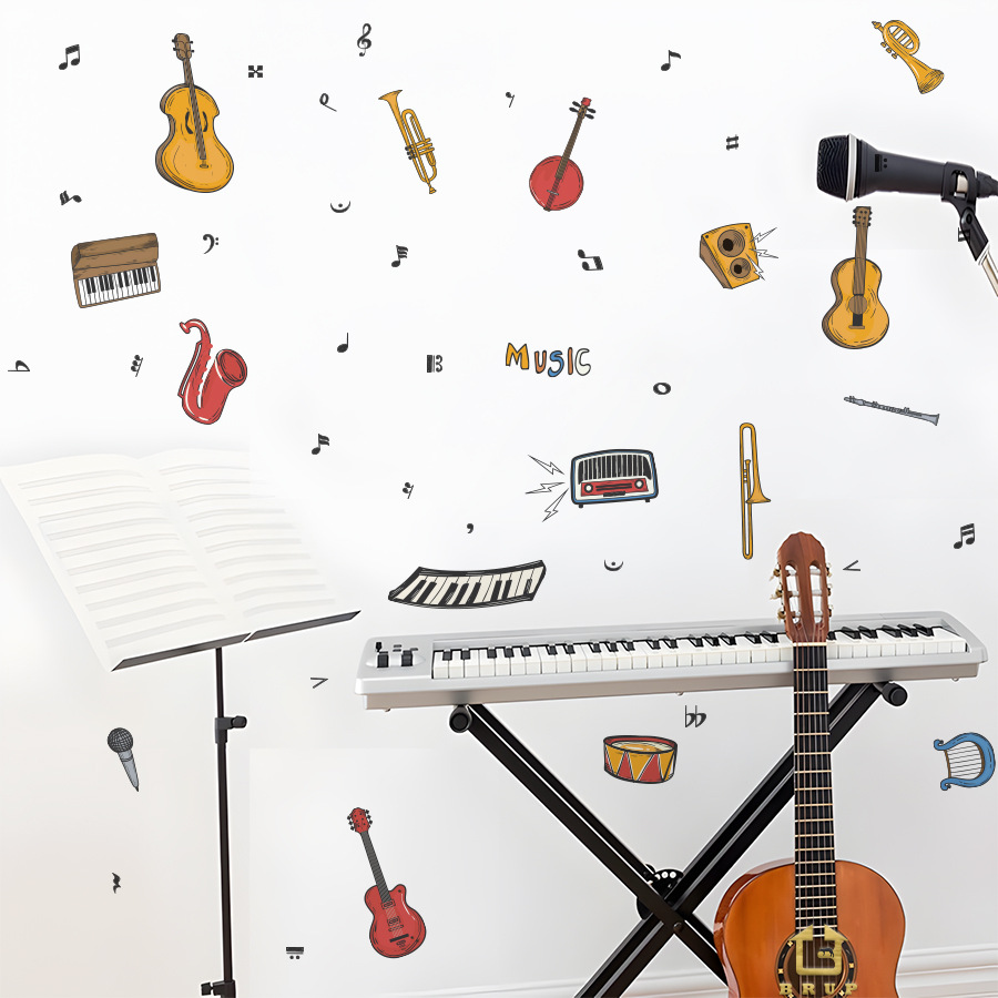Musical Instrument Diy For Kids - Adesivo da parete per strumenti musicali