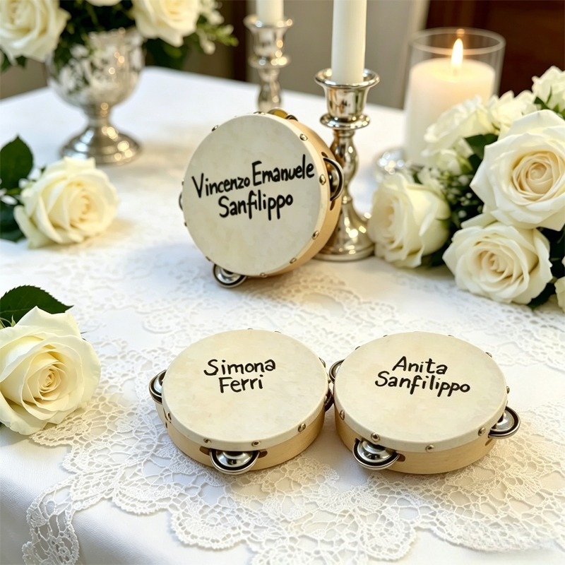 Musical Instrument Name - 3/5 pezzi ﻿ Tamburelli Nuziali Personalizzati