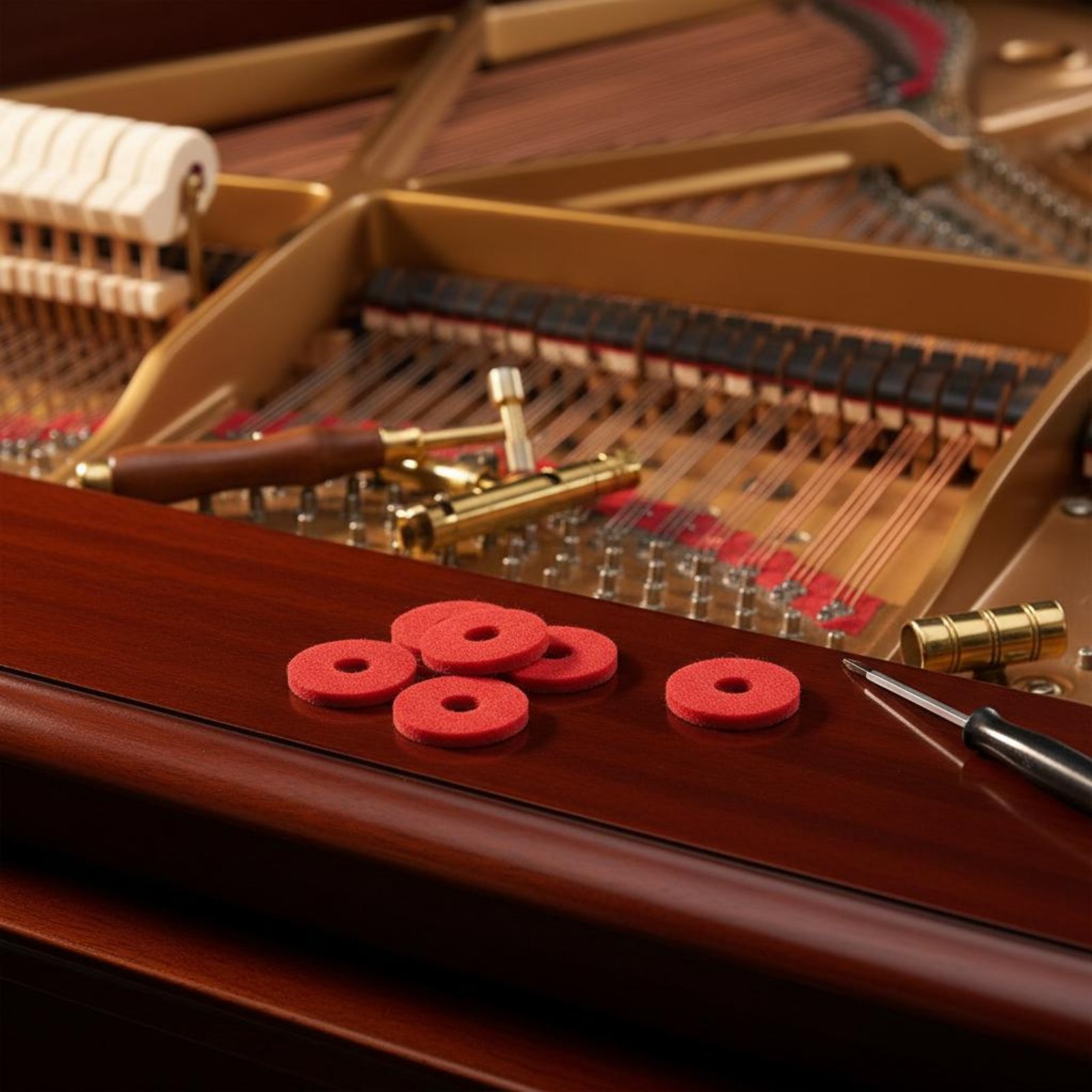 A Musical Instrument With Keys - Guarnizione per tasti di pianoforte rossa,
