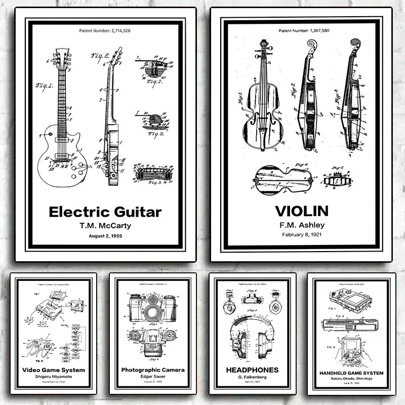 Poster con brevetti di strumen - Musical Instrument Videos recensione e prezzo